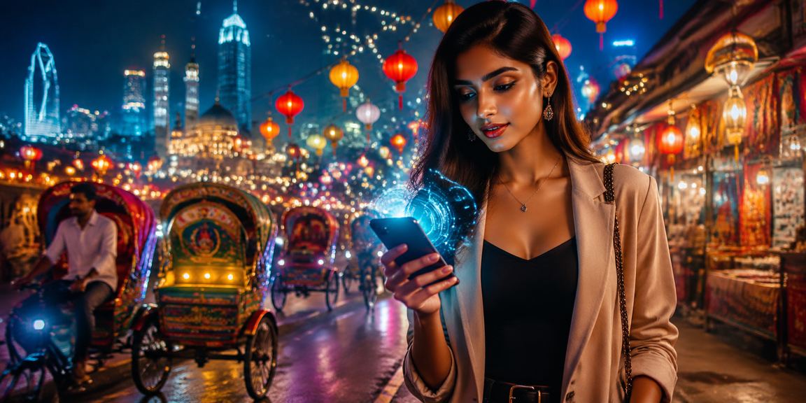 ঢাকায় রাতের বাজারে বাংলাদেশি ব্যবহারকারী মোবাইলে ডিপোজিট করছেন